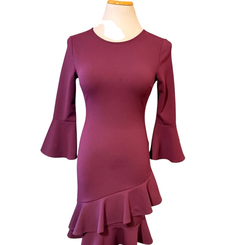 Lulus Plum Ruffle Dress - Picture 2 of 8